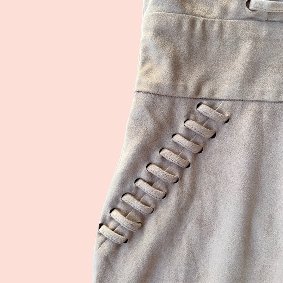 JLUXE LABEL SZ MEDIUM TAN BODY-CON FAKE SUEDE MINI DRESS - Picture 2 of 5